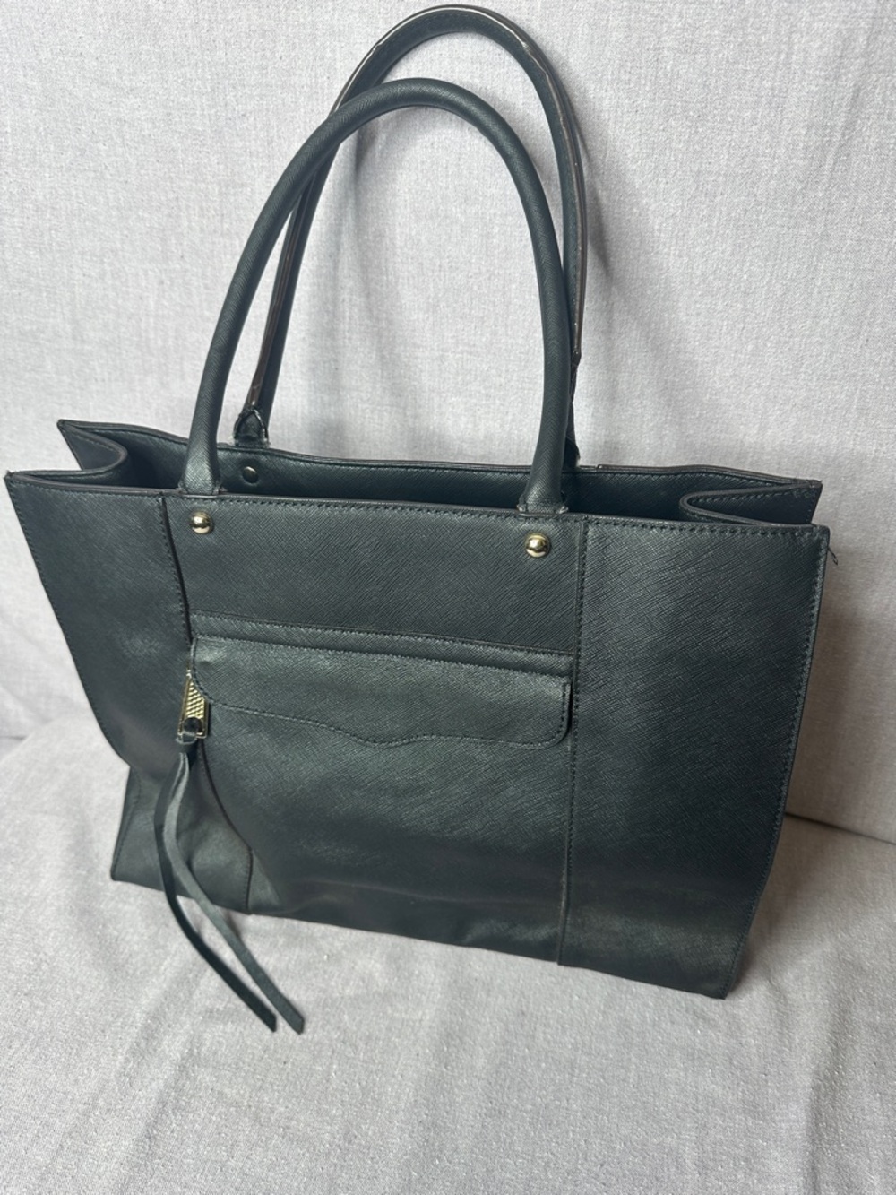 Rebecca Minkoff Black Structured Tote with Front Zip Pocket
